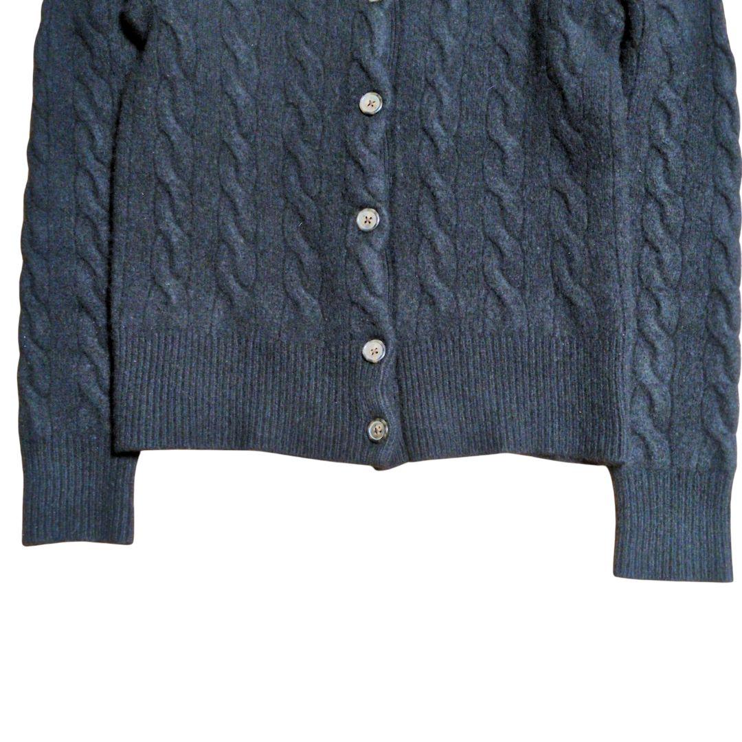 ポロラルフローレン ケーブルニット カーディガン カシミヤ混 ホース刺繍 黒