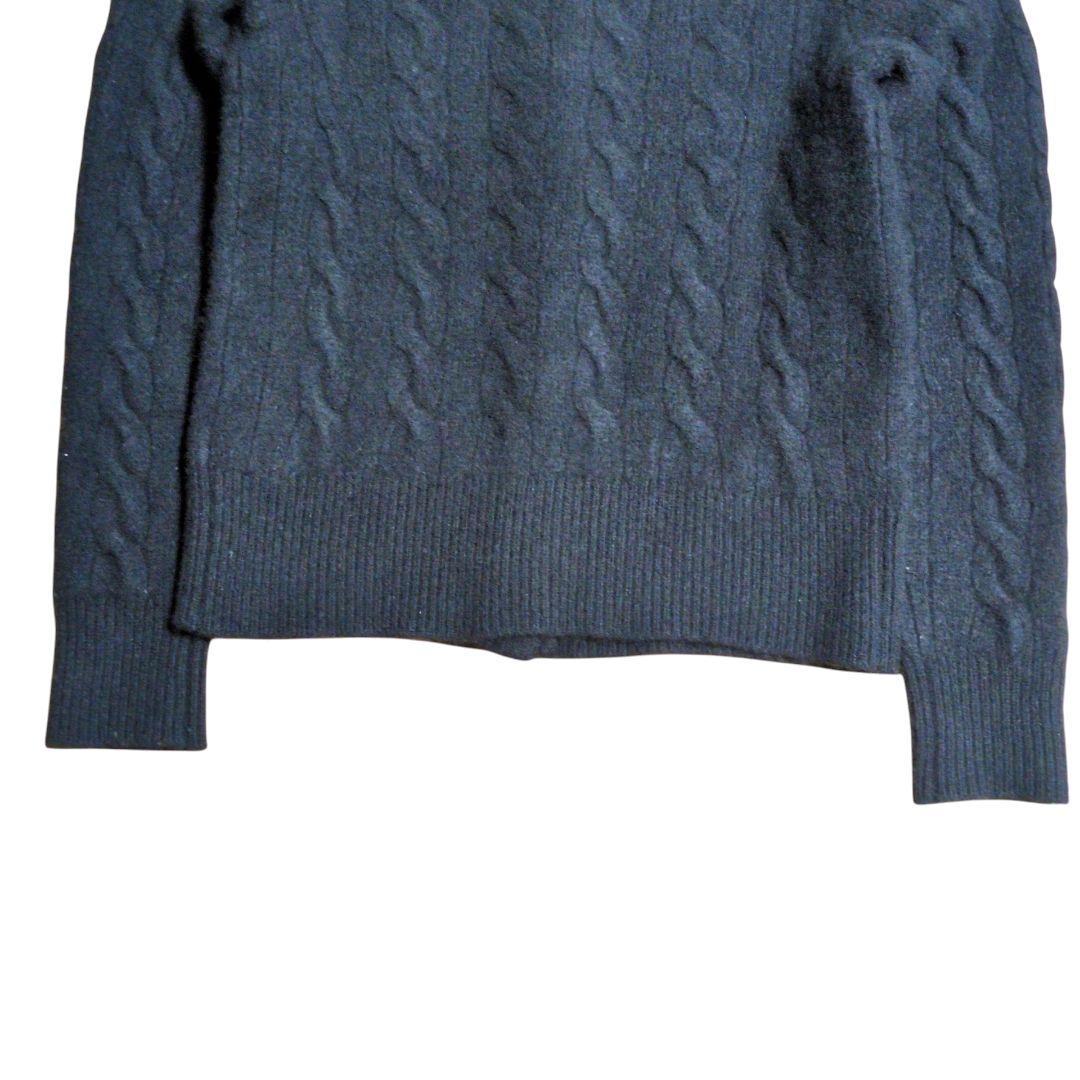 ポロラルフローレン ケーブルニット カーディガン カシミヤ混 ホース刺繍 黒