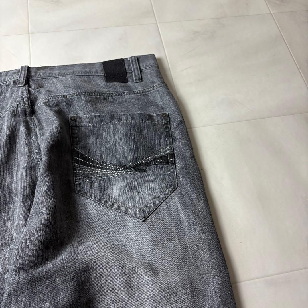 サウスポール フェード 超極太 オーバーサイズ ブラックデニム バギーパンツ