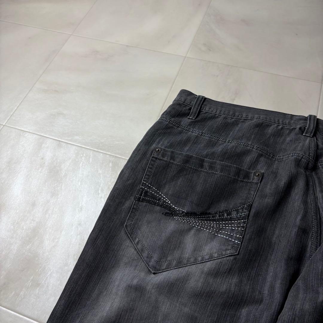 サウスポール フェード 超極太 オーバーサイズ ブラックデニム バギーパンツ