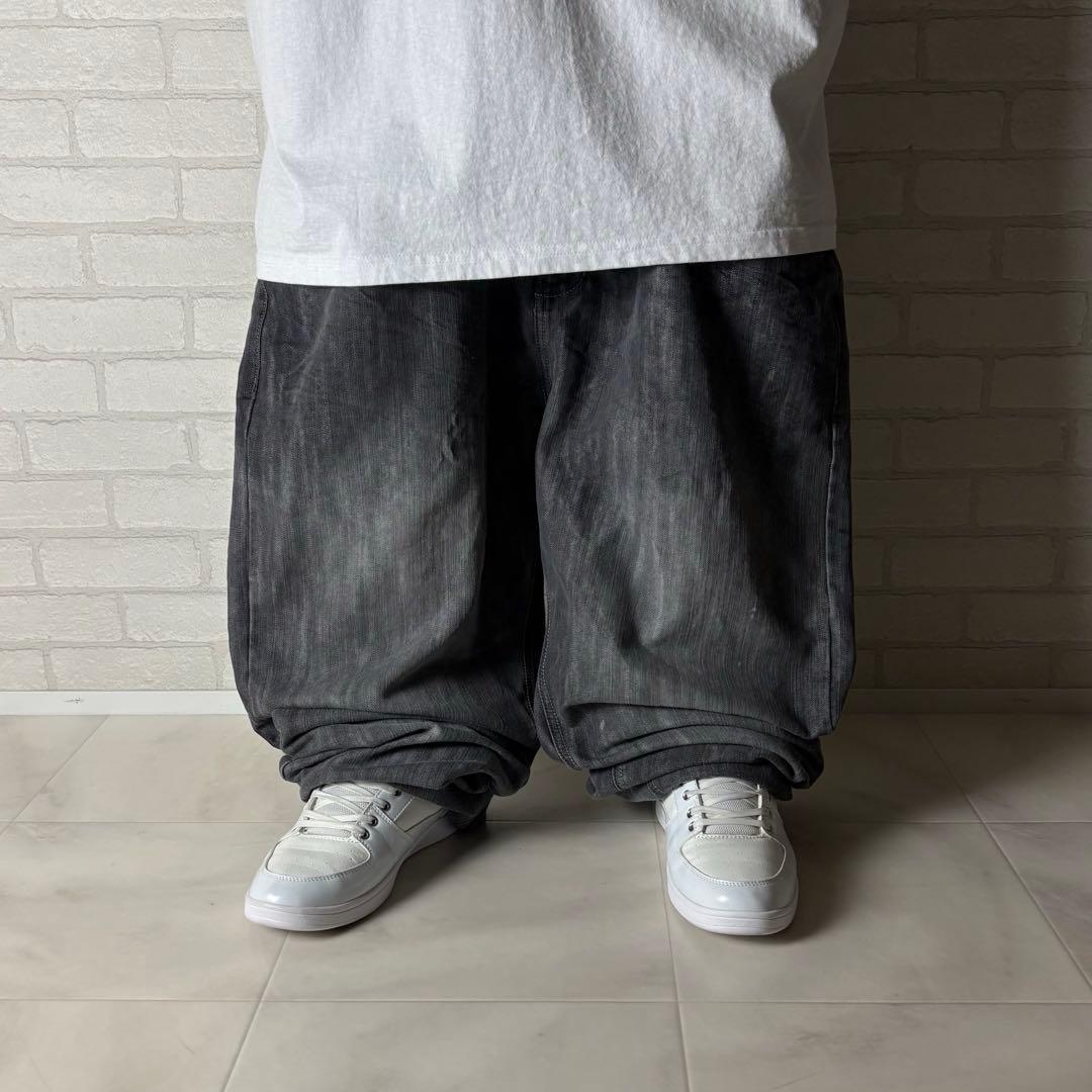 サウスポール フェード 超極太 オーバーサイズ ブラックデニム バギーパンツ