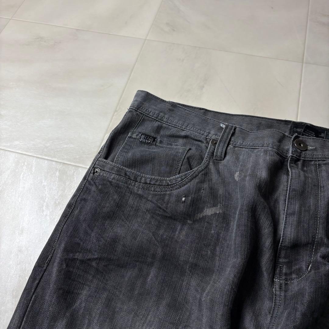 サウスポール フェード 超極太 オーバーサイズ ブラックデニム バギーパンツ