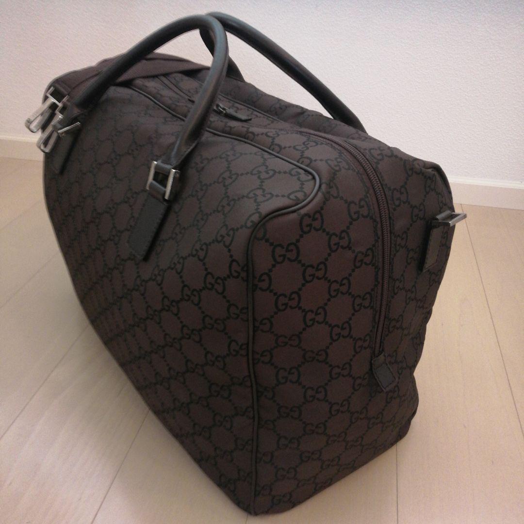 美品 Gucci GG柄 ボストンバッグ ダークブラウン 男女兼用