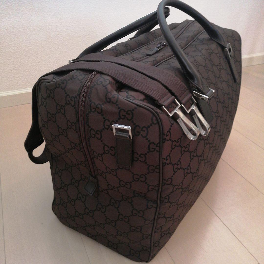 美品 Gucci GG柄 ボストンバッグ ダークブラウン 男女兼用