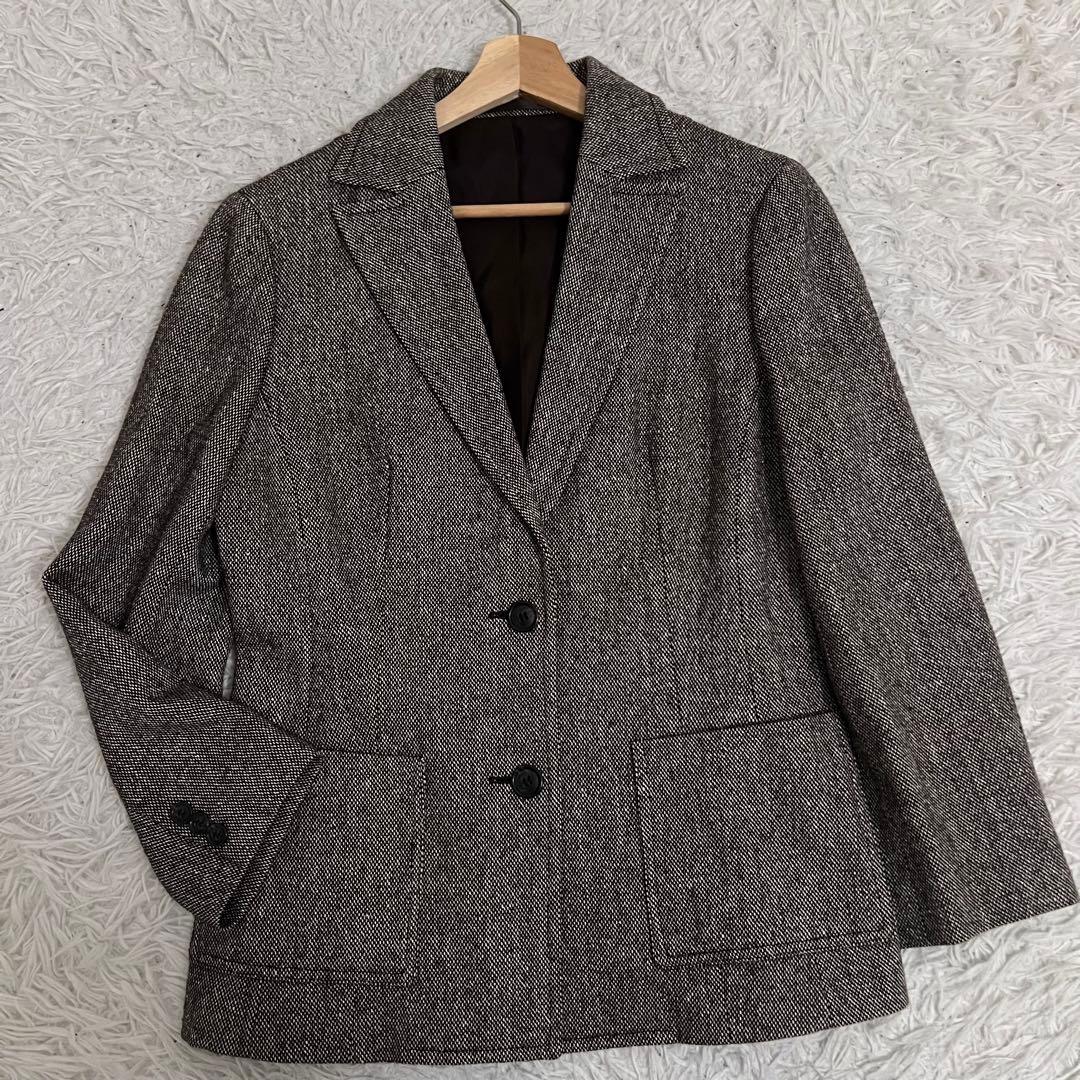 極美品✨大きいサイズ バーバリーロンドン ジャケット ツイード シルク 42 茶
