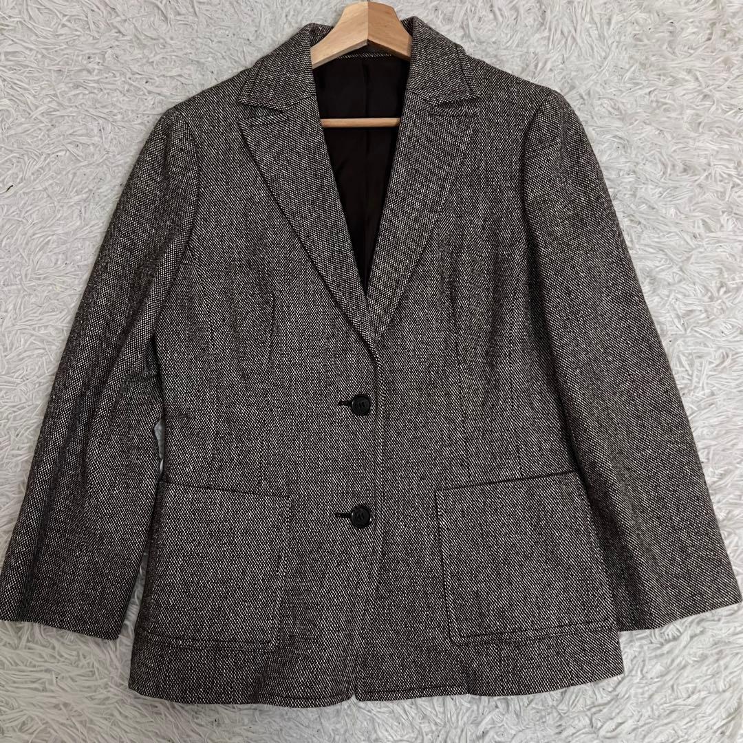 極美品✨大きいサイズ バーバリーロンドン ジャケット ツイード シルク 42 茶
