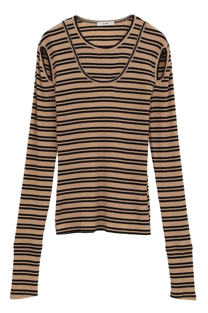 CLANE クラネ　LAYERED SHOULDER CUT TOPS