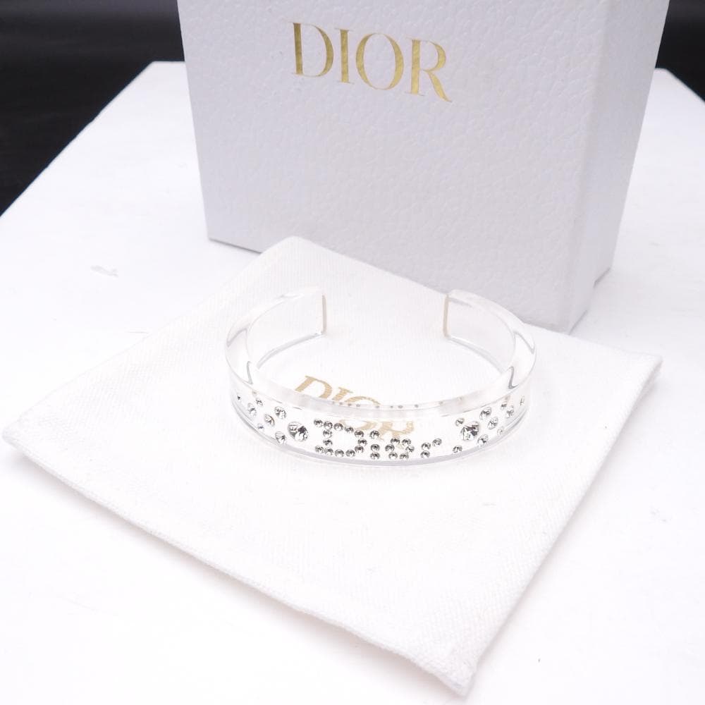 クリスチャンディオール ラインストーン バングルロゴ プラスチック クリアカラー
