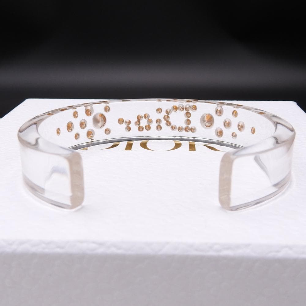 クリスチャンディオール ラインストーン バングルロゴ プラスチック クリアカラー