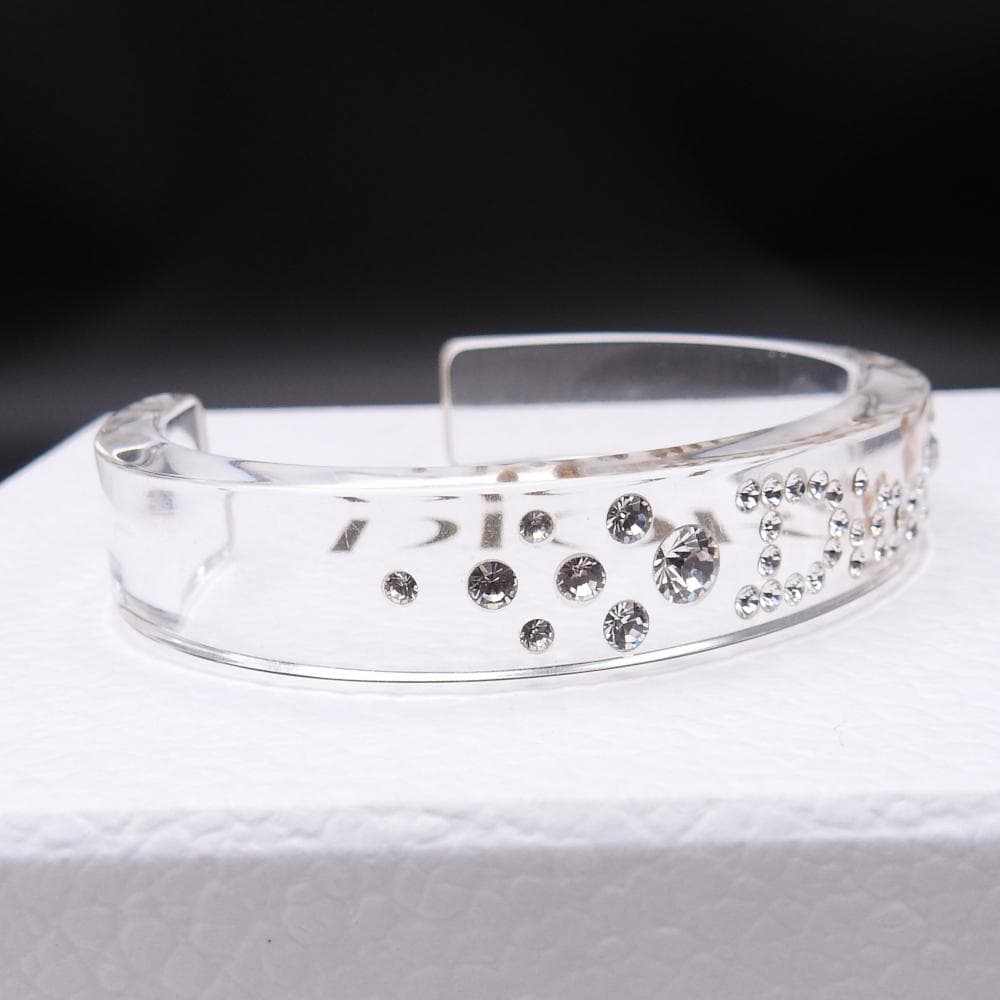 クリスチャンディオール ラインストーン バングルロゴ プラスチック クリアカラー