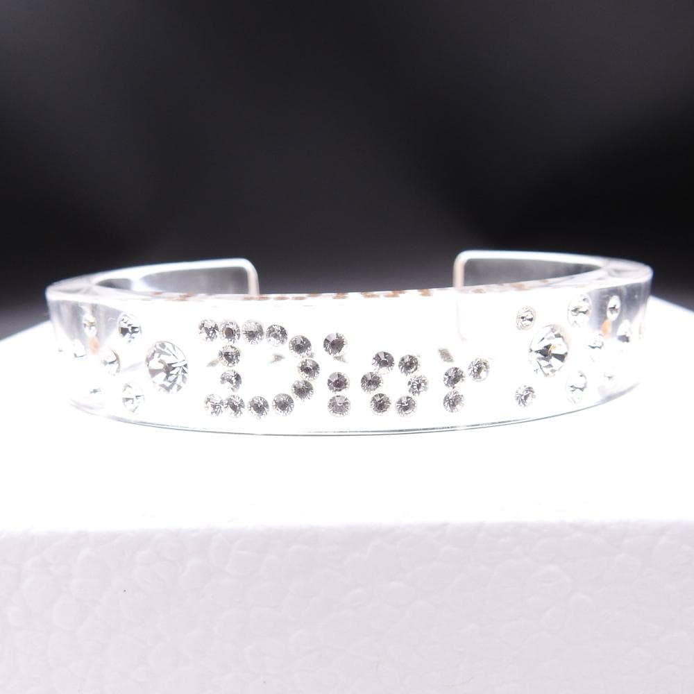 クリスチャンディオール ラインストーン バングルロゴ プラスチック クリアカラー