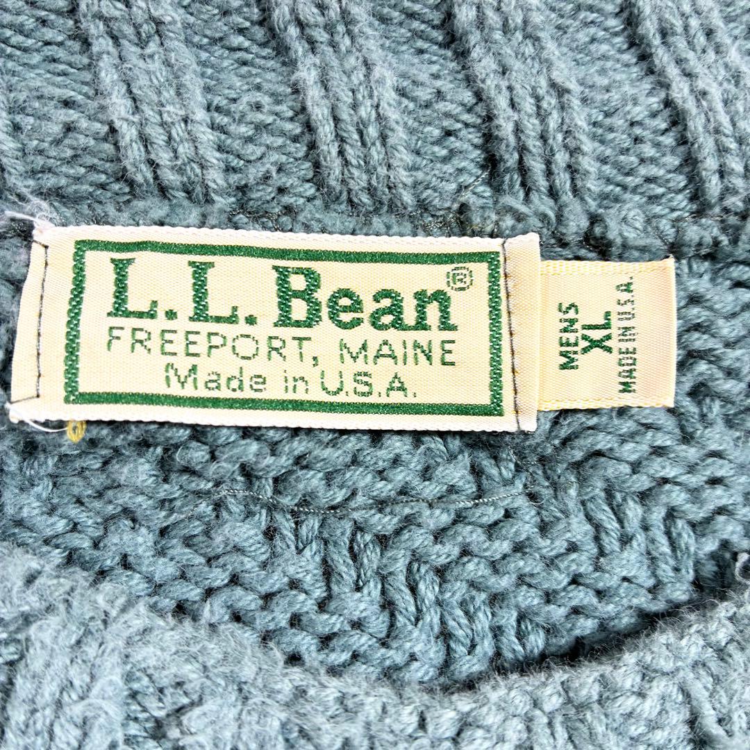 希少カラー　80s 90s L.L.bean コットンニット USA製 ラグラン