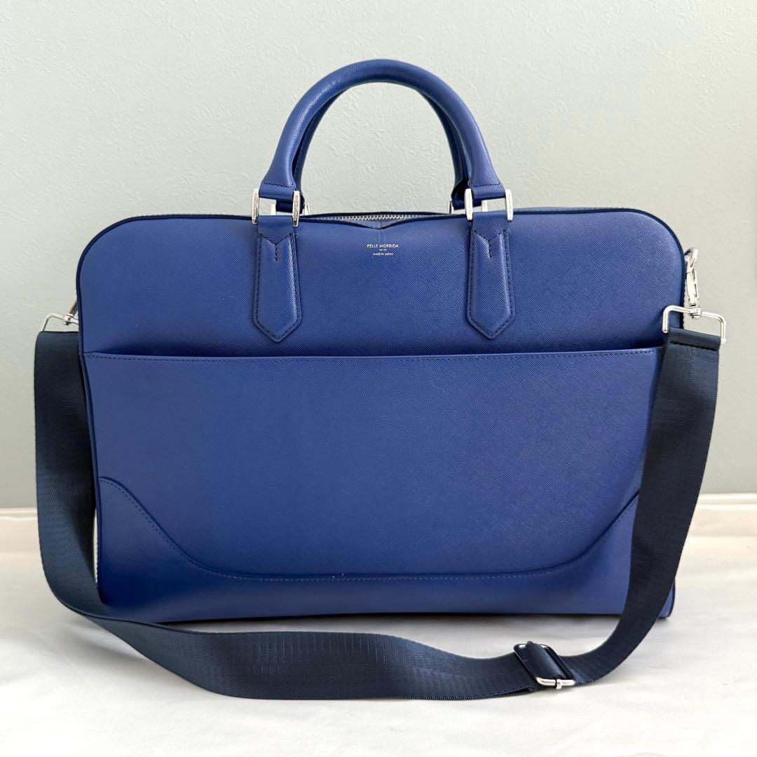 【極美品】ペッレモルビダ キャピターノ レザー ビジネスバッグ ブルー 2way