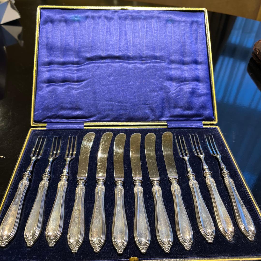 アンティーク　銀製　デザートナイフとフォーク