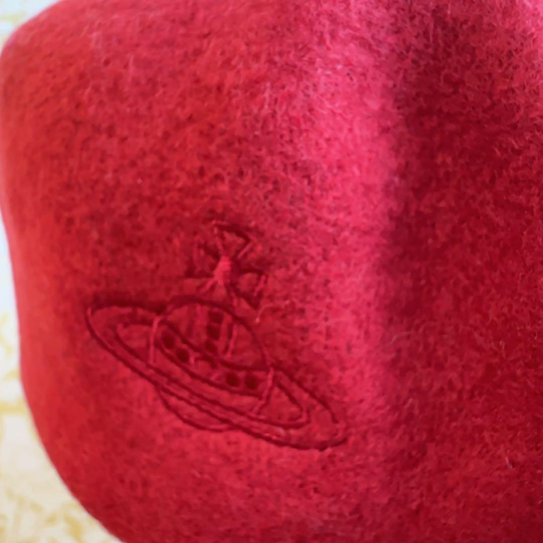 日本製ヴィヴィアンウエストウッド　ラインORB刺繍 バスクベレー　ガーネット