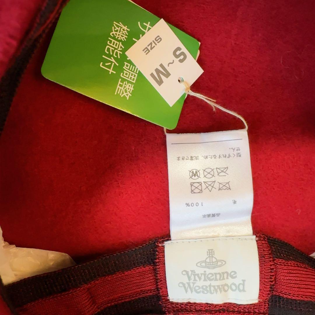 日本製ヴィヴィアンウエストウッド　ラインORB刺繍 バスクベレー　ガーネット