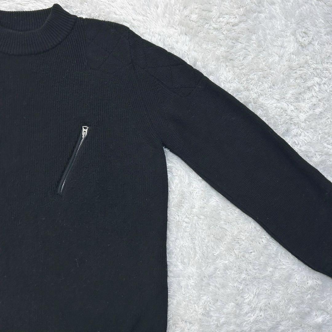 5791【美品】サカイ‪☆袖ライダースジップ付きセーター 人気ブラック サイズ2