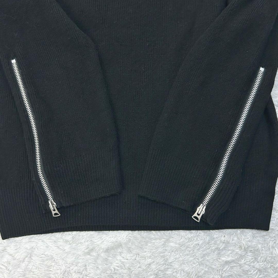 5791【美品】サカイ‪☆袖ライダースジップ付きセーター 人気ブラック サイズ2