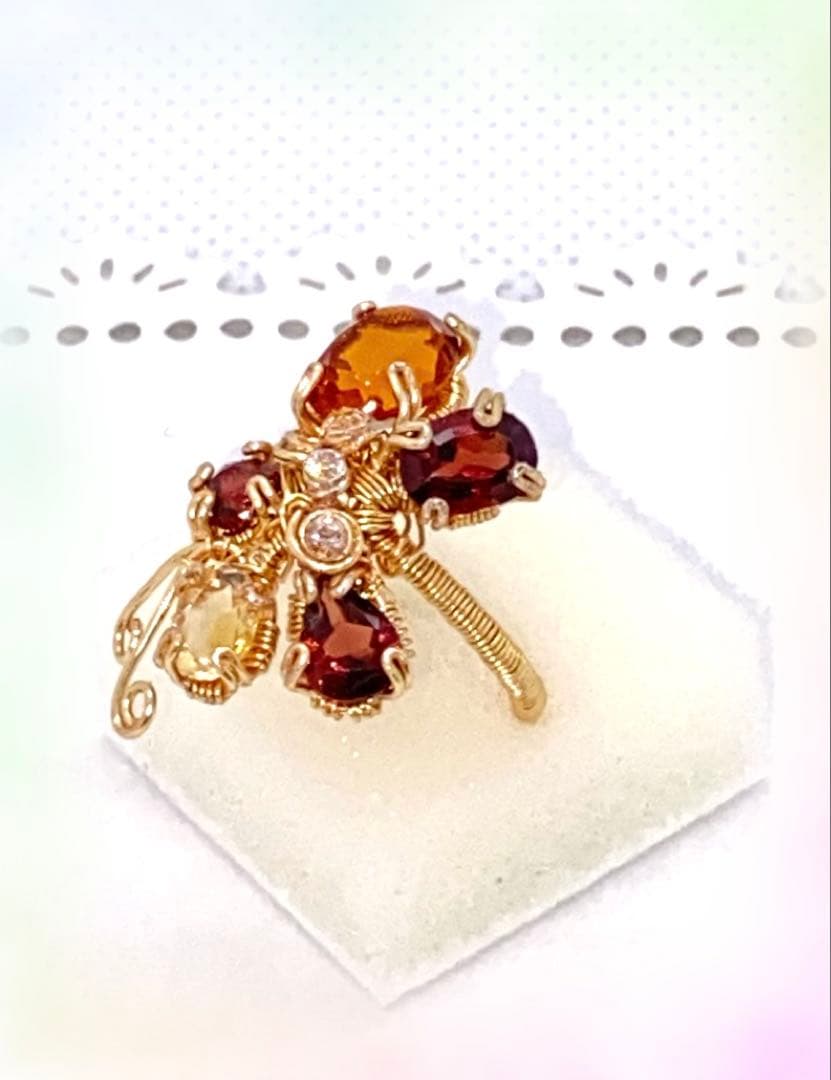 タラちゃん様2点専用ページです♪14kgf ワイヤーリング ガーネットトパーズ