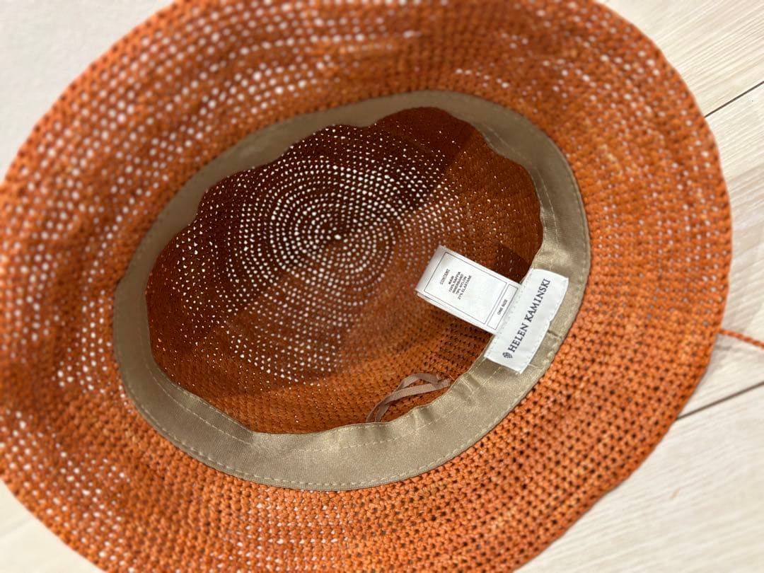 専用　ヘレンカミンスキー 新品同様 オレンジラフィアのバケットハット