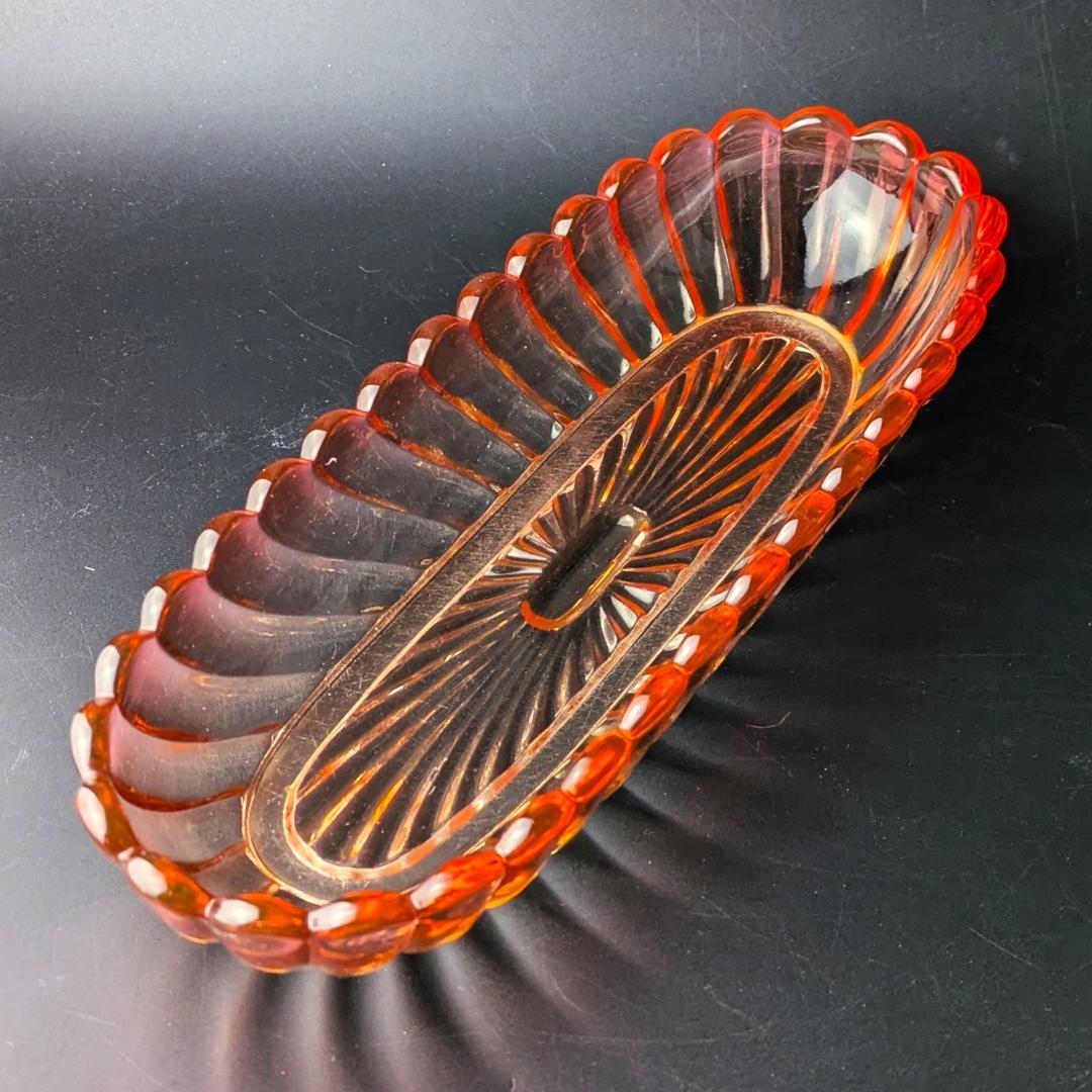 月末限定値下げ！レトロ感が可愛い★オールド バカラ バンブー トレイディッシュ皿