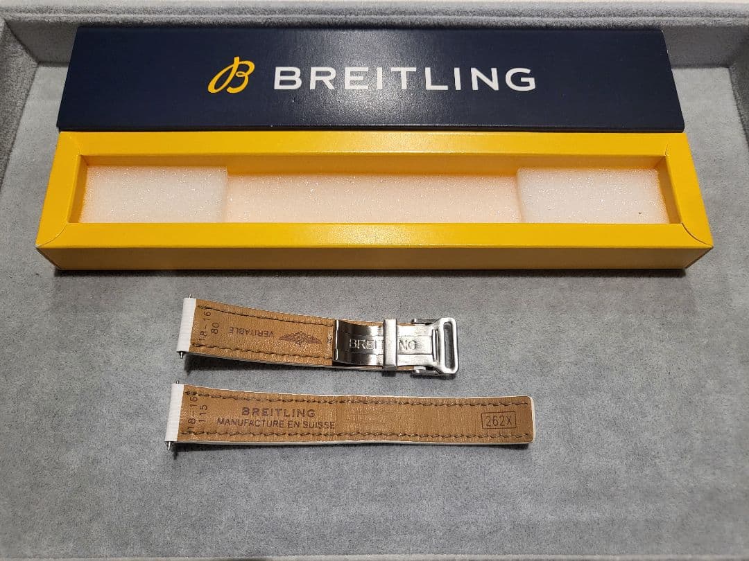 【未使用】ブライトリング 　純正レザーストラップ　バックル　ホワイト　18-16