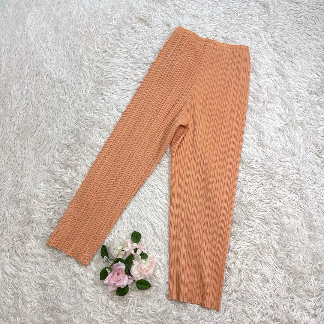 【美品】プリーツプリーズ パンツ プリーツ オレンジ　3