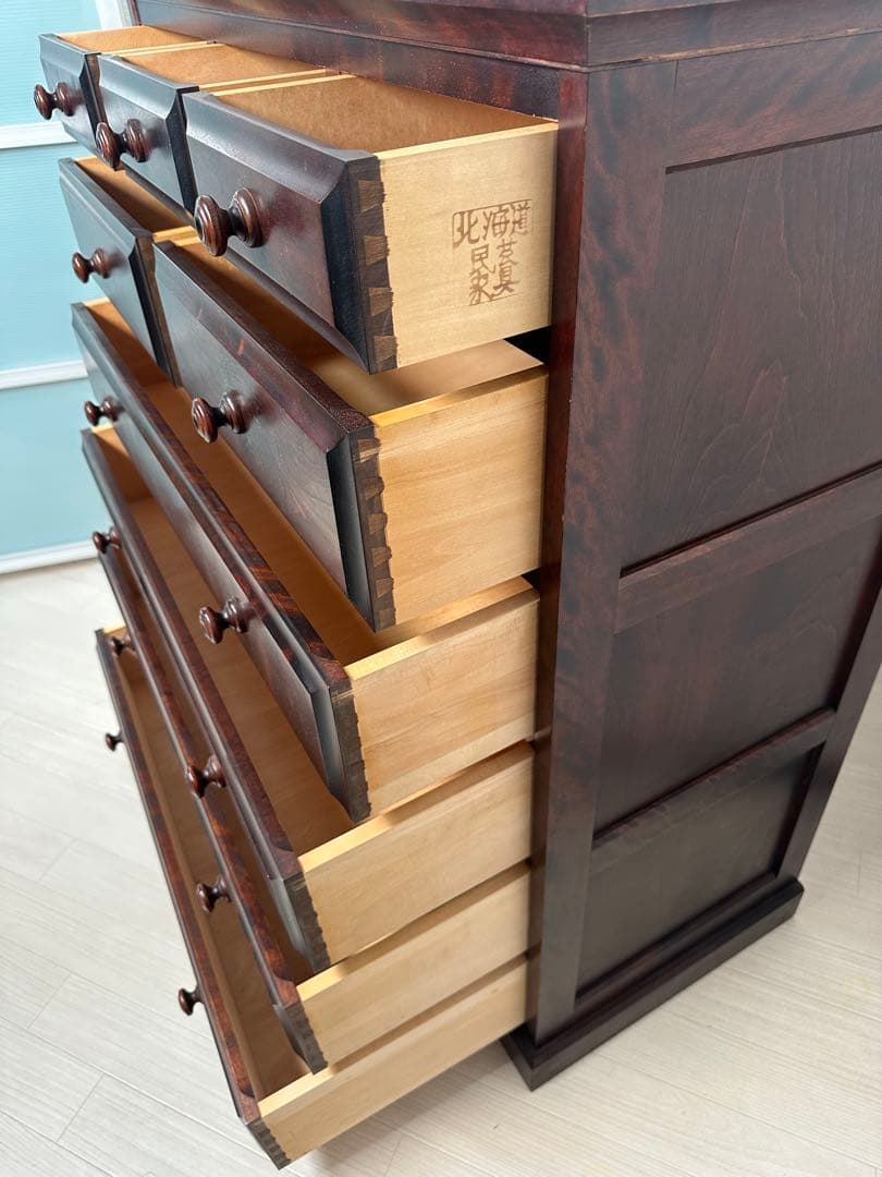 北海道民芸家具 チェスト 6段 整理箪笥 収納家具 チェスト 樺材 ※i4-2※