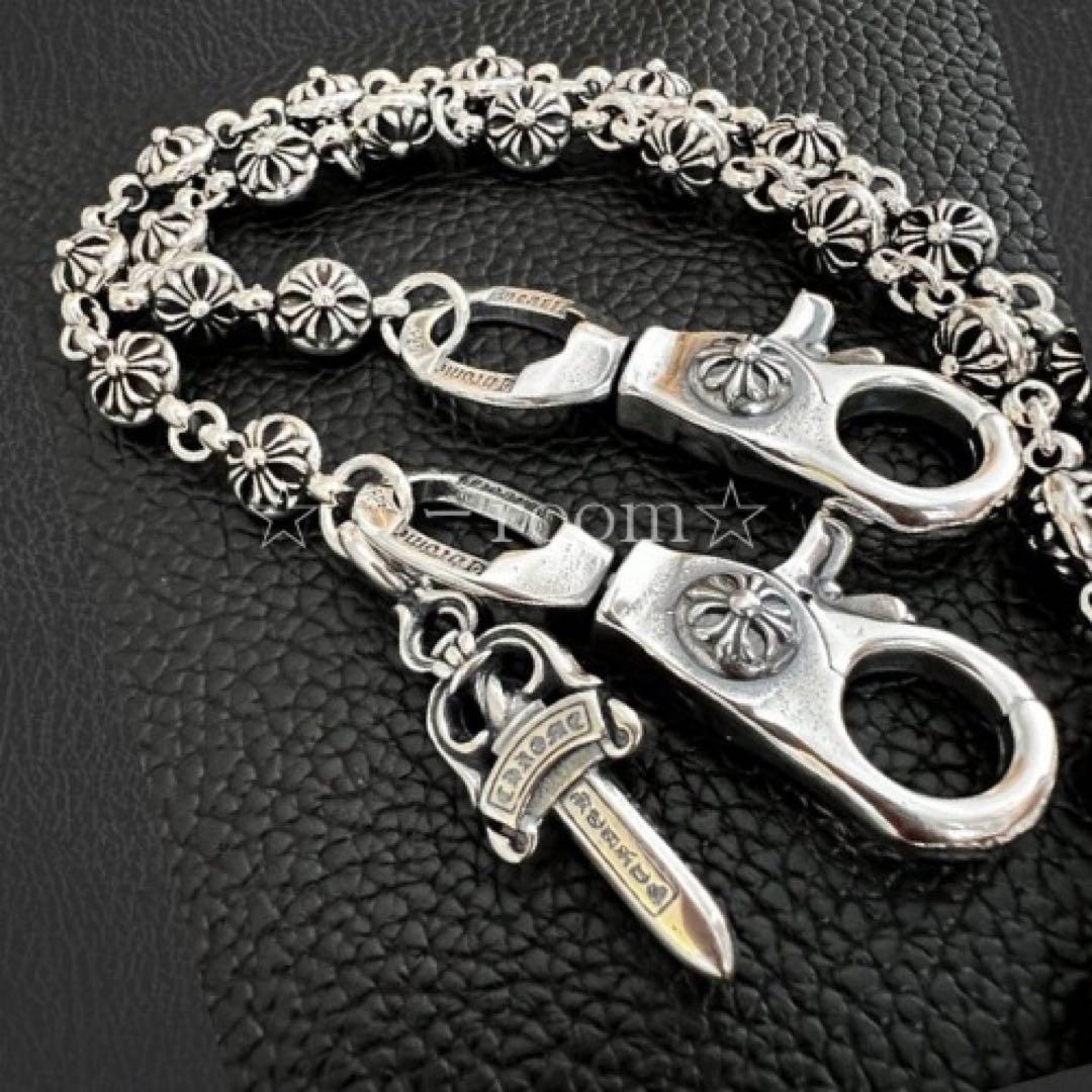 ウォレットチェーンS925 daggerクロスボールチェーンヴィンテージ ダガー