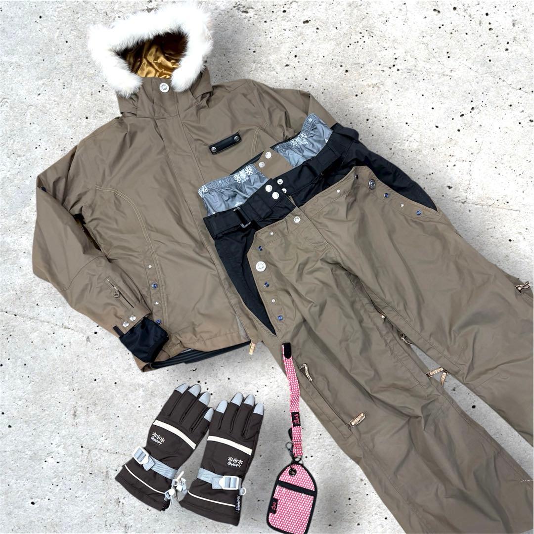 セール中‼️スノーボードウェアセット☆レディースL カーキ　スノボ　スキー☆