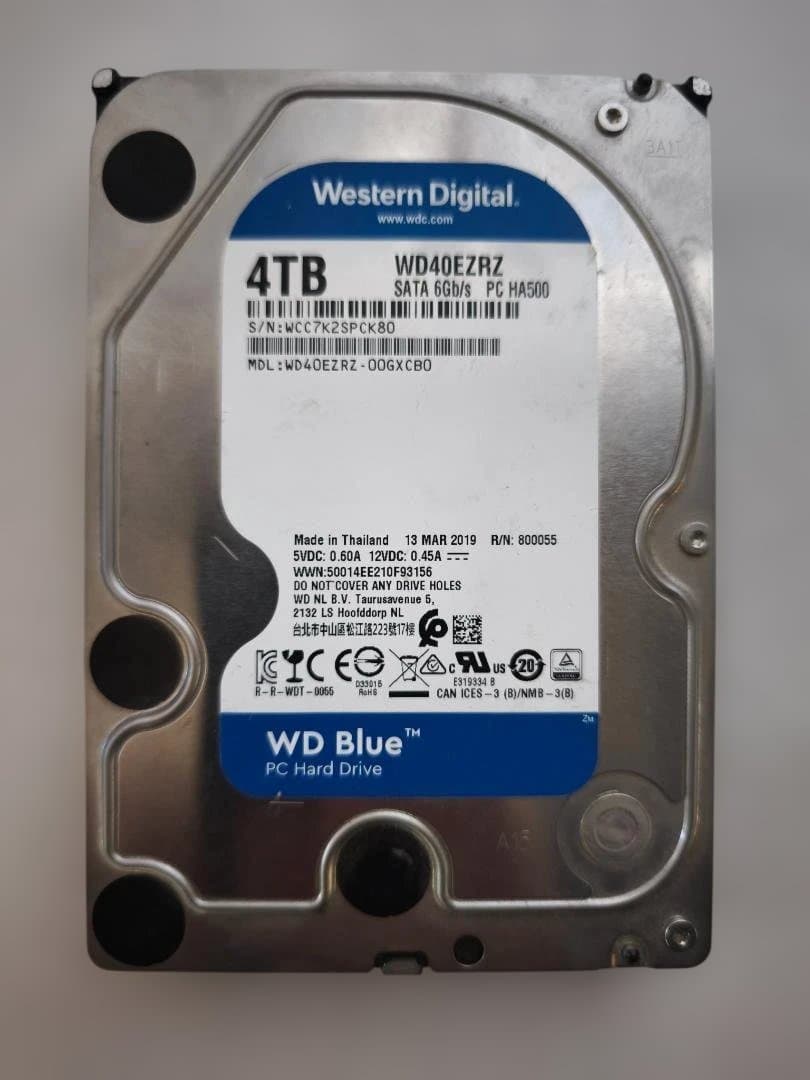 WD 3.5インチ HDD 4TB WD40EZRZ 2499h 電源204回