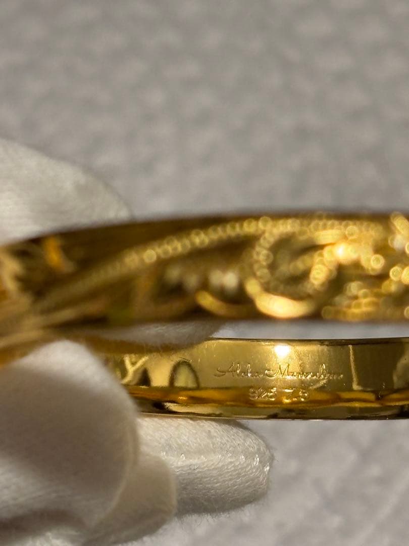 dream☆ハワイアンジュエリー手彫り幅8mmバングル S925にK14コ