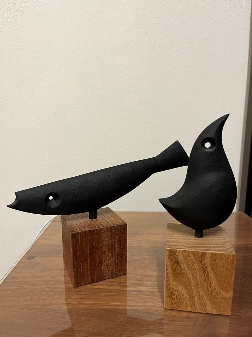 ■釜定 南部鉄器★オーナメント2点セット★魚と鳥★オブジェ★宮伸穂