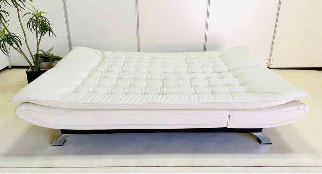 ホワイト ソファベッド リクライニング機能付き 約169cm