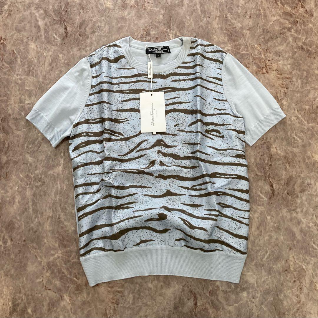 s2129 未使用箱付 フェラガモ レオパード柄カーディガン Mサイズ 箱付き