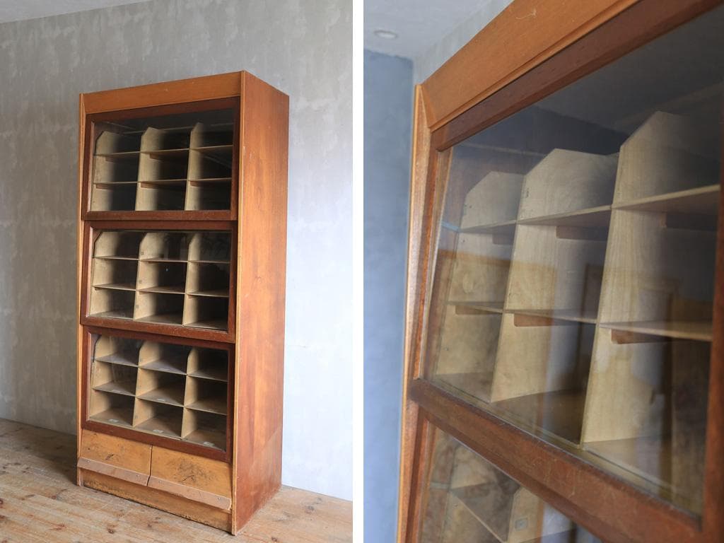 イギリスアンティーク木製27杯シャツキャビネット/食器棚飾り棚(43-134-1