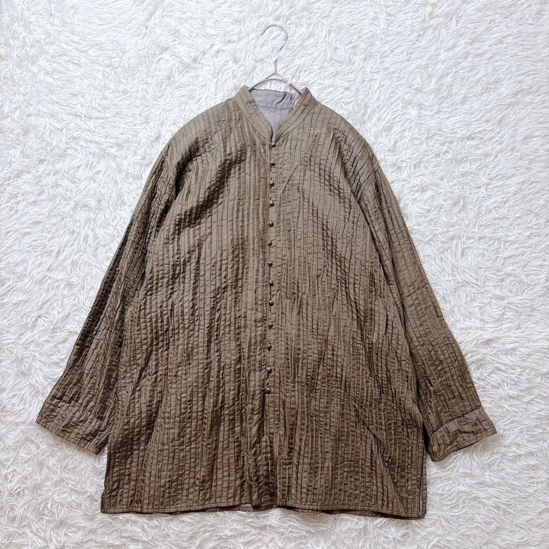 ヨーガンレール シルク×コットン ピンタック チュニック マオカラー ベージュ