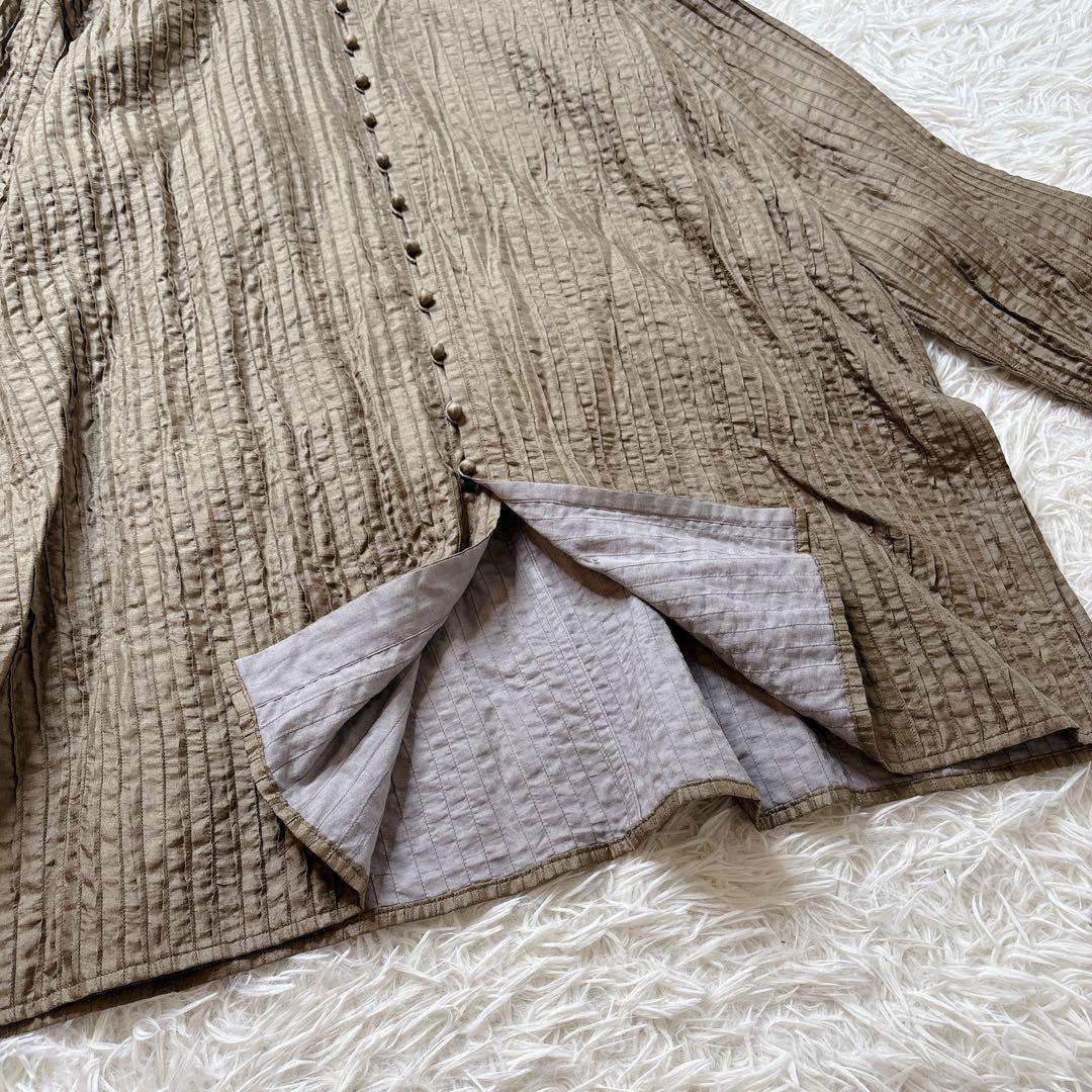 ヨーガンレール シルク×コットン ピンタック チュニック マオカラー ベージュ
