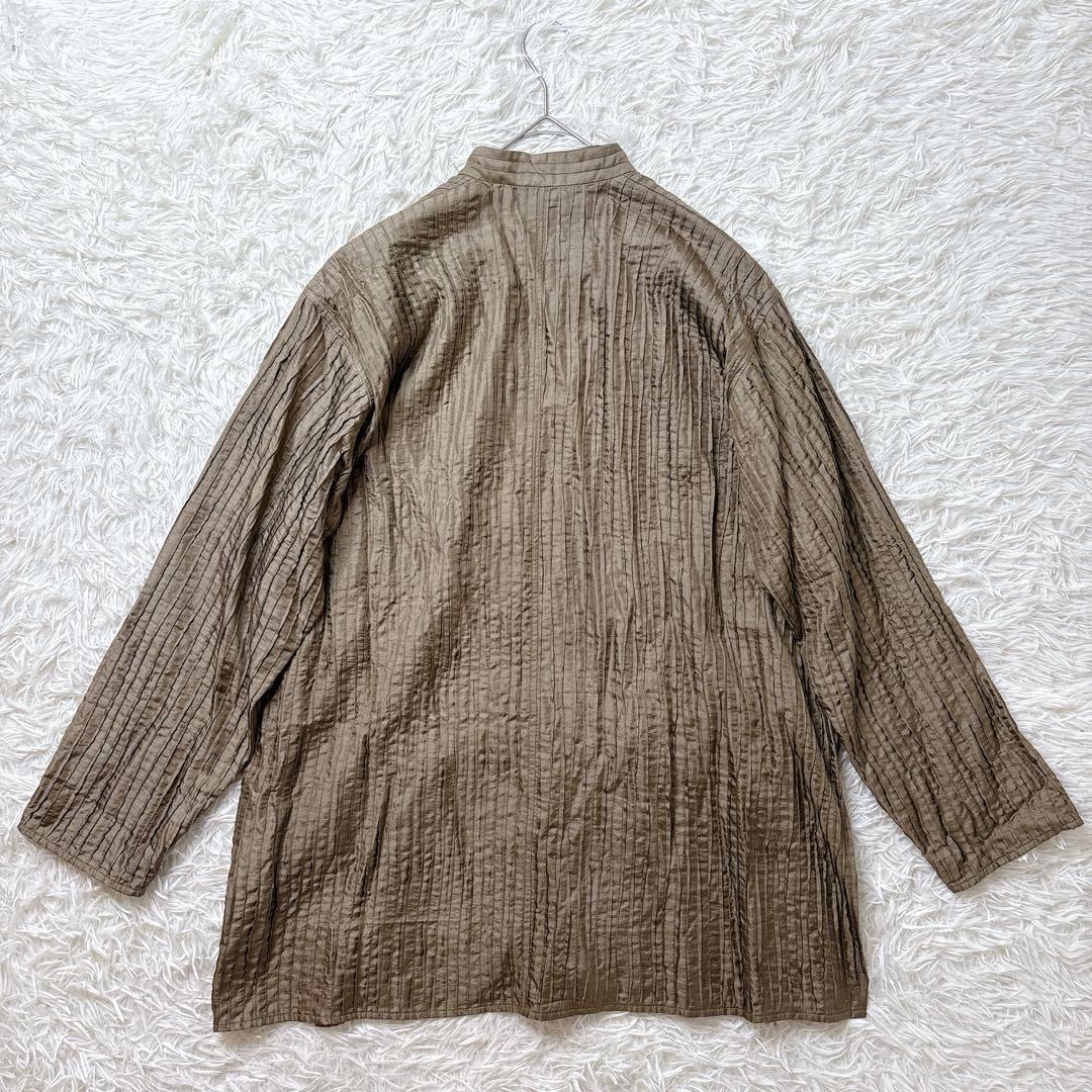 ヨーガンレール シルク×コットン ピンタック チュニック マオカラー ベージュ