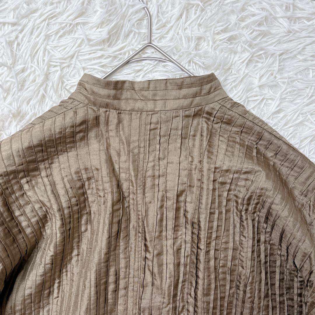 ヨーガンレール シルク×コットン ピンタック チュニック マオカラー ベージュ