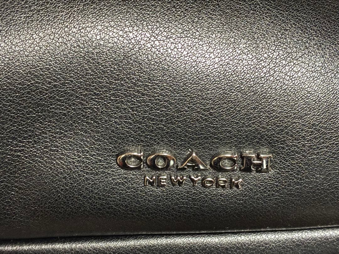 新年特割COACH ブラック レザー ショルダーバッグ　ヘタリなし