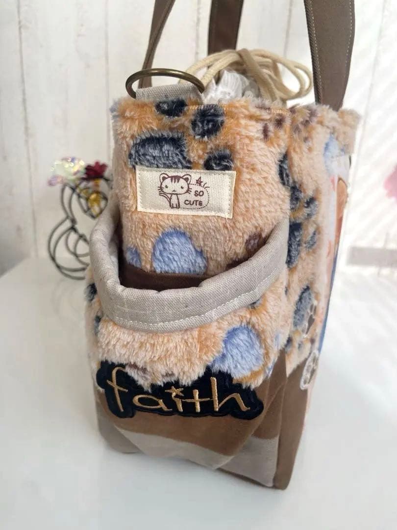 デニムリメイクバッグ　猫　肉求