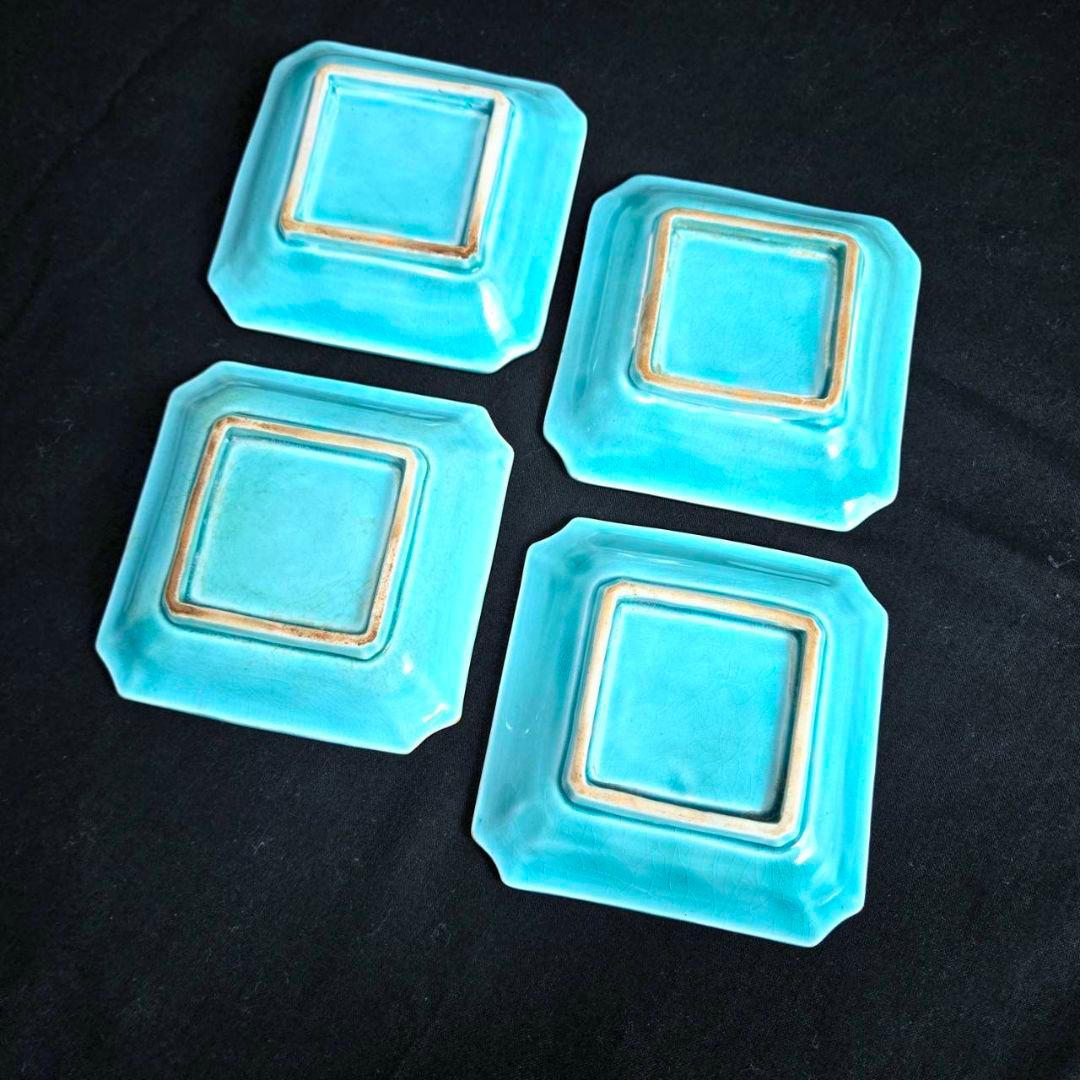 チョウ様のM-1255 珉平焼 角切り皿４客