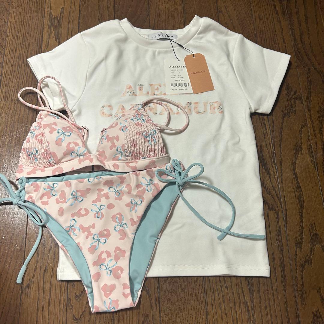 ALEXIA STAM CALNAMUR レオパードリボンビキニ