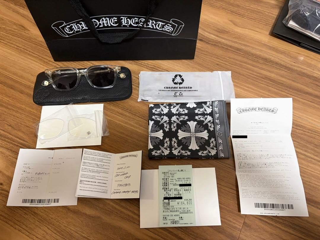 クロムハーツ クロスモチーフ クリアフレームサングラス