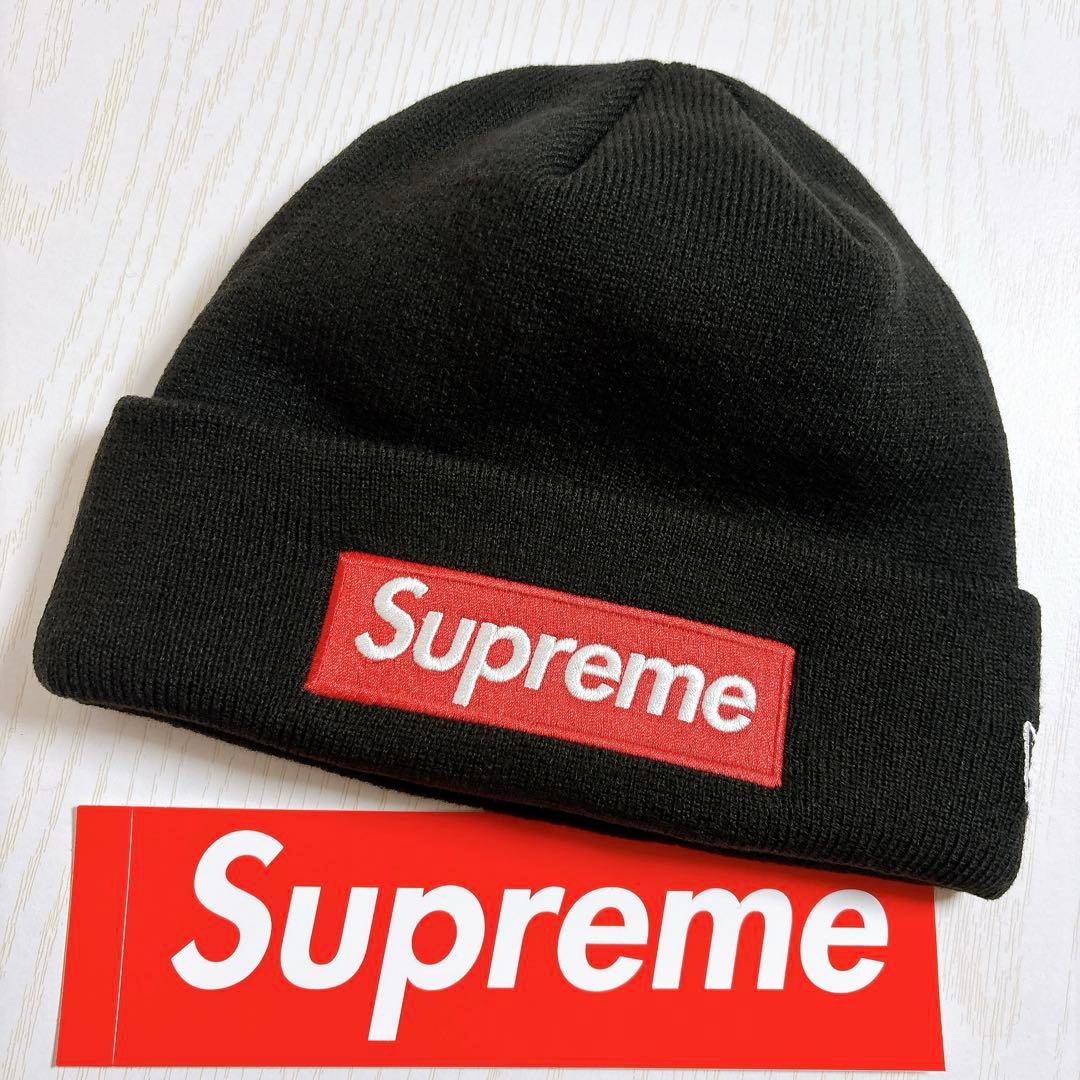 Supreme NEW ERA ニット帽　ビーニー　BOXロゴ　ブラック　黒　赤