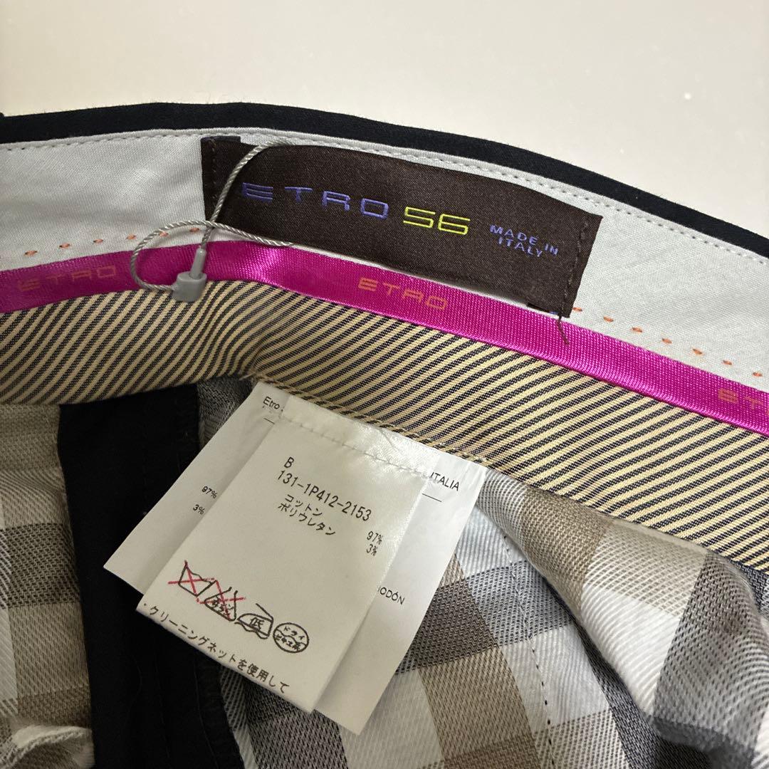 エトロ　黒 スラックス タグ付き　56サイズ