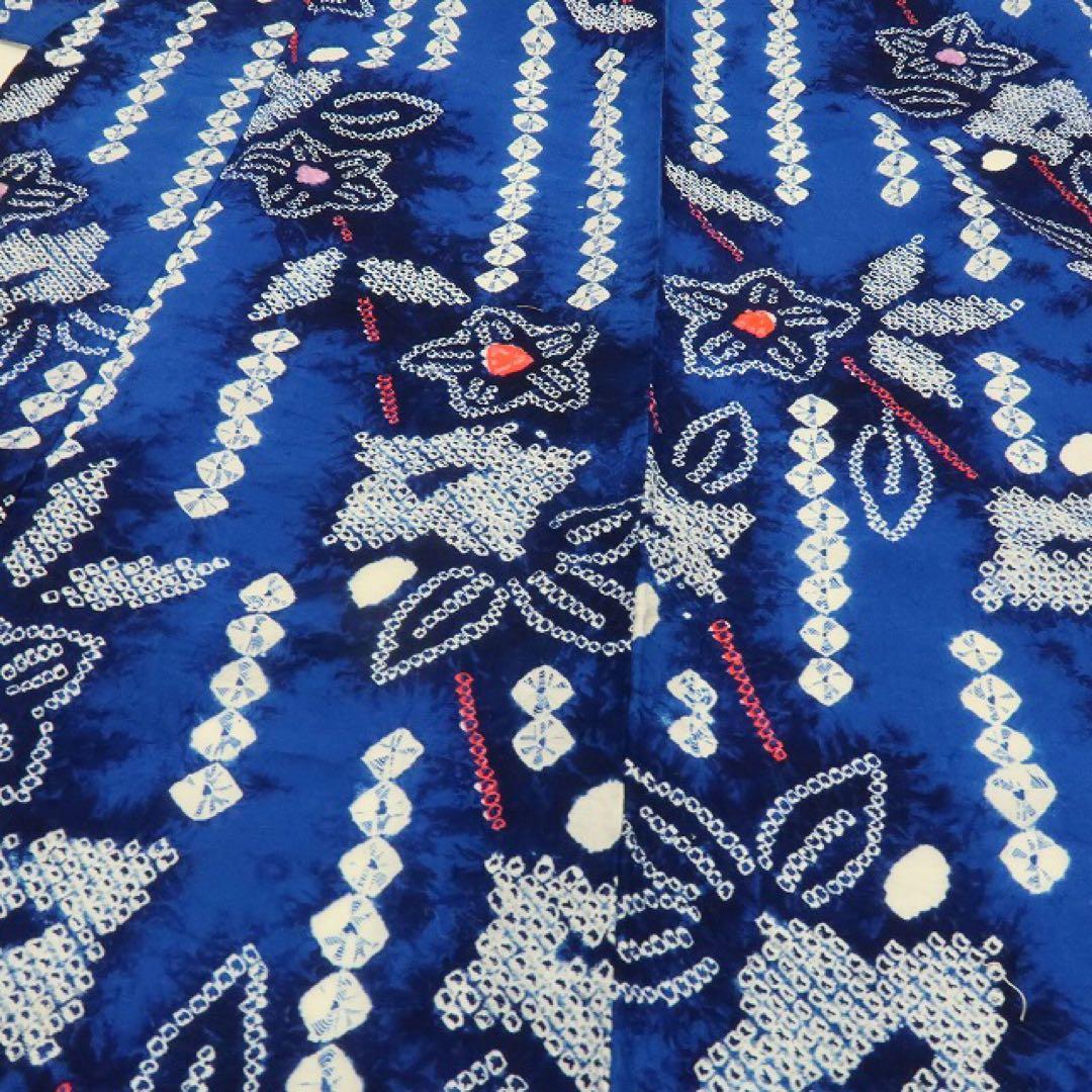たまご✺美品 有松鳴海絞り 綿 桔梗 高級浴衣 着物 A3509