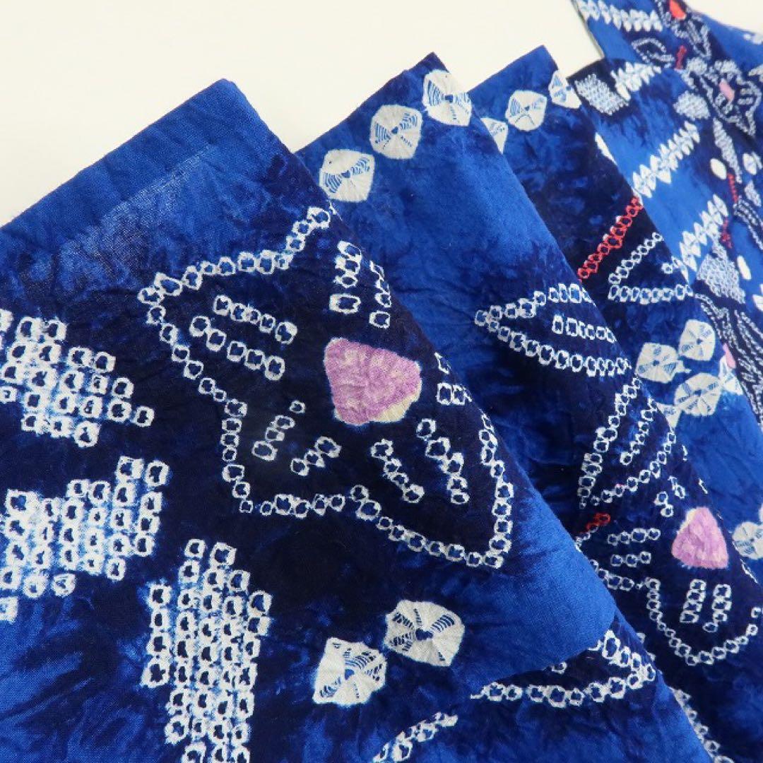 たまご✺美品 有松鳴海絞り 綿 桔梗 高級浴衣 着物 A3509