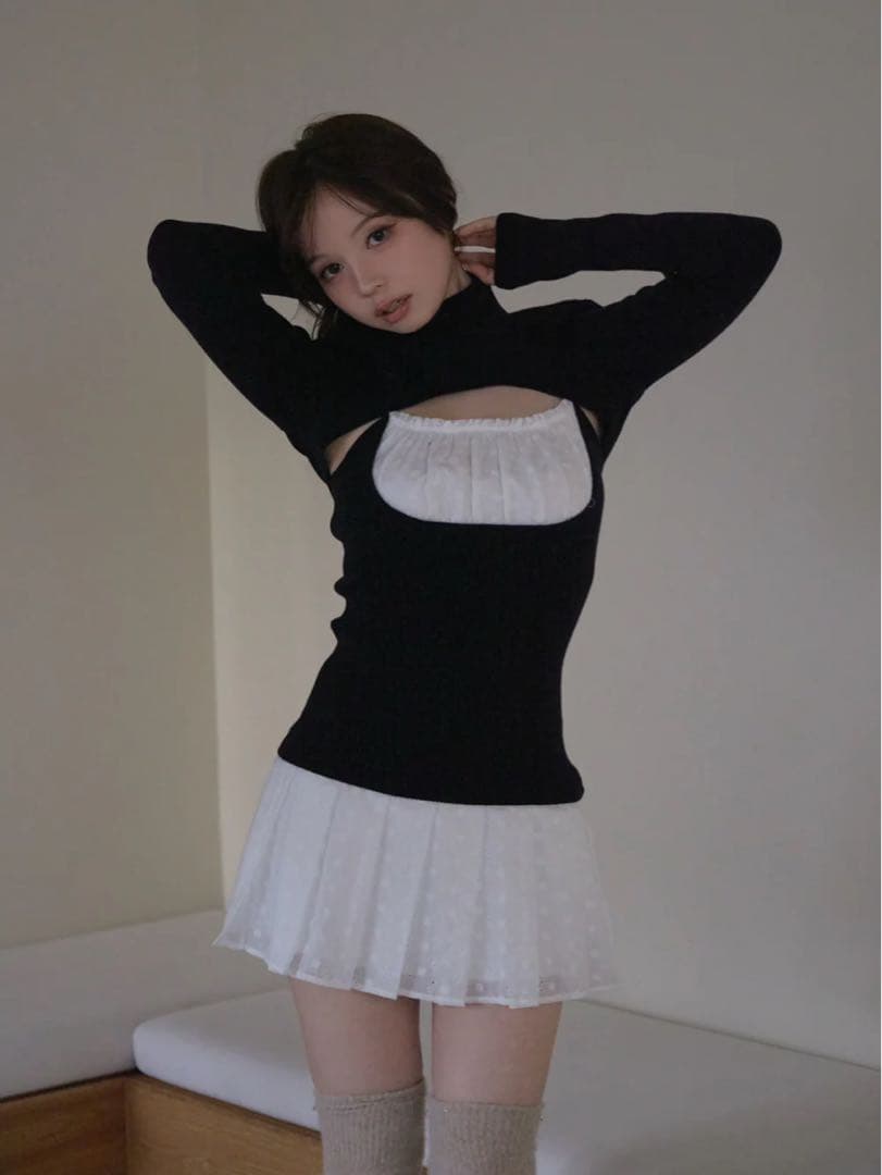 ワンピース andmary Poppy lace set dress black